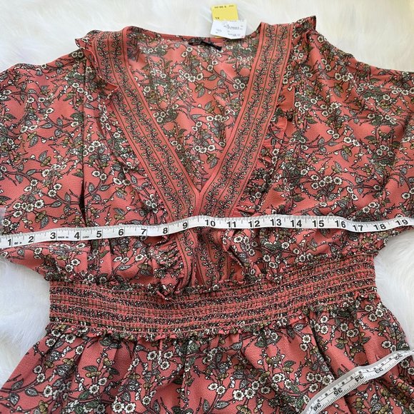 Max Edition Top Shirt Smocked Long Sleeve Size XL Pink Floral Boho #A71179 NWT - Picture 5 of 9